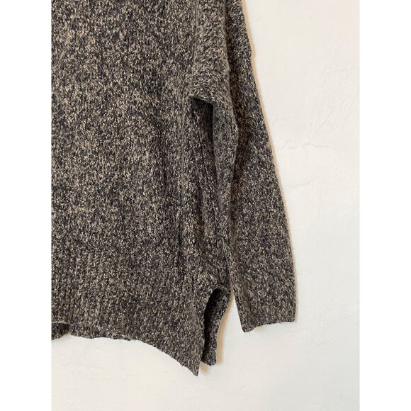 Line The Label Knit Cotton Alpaca Blend Sweater Marled Black Brown V-Neck Small - Picture 3 of 9